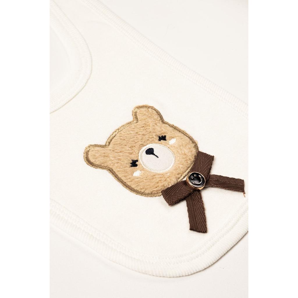 (boxed) Suzene With Teddy Bear Embroidered 100% Cotton Newborn Clothes 5-piece Hospital Bodysuit Set