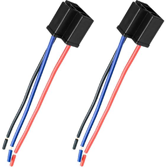 2PCS H4 Headlight Wire Socket Connector, 3 Way Male/Female Headlight Power Plug with Wiring Harness, Universal Headlight Pigtail Connector