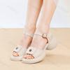 Fashion Retro Soft Flower Sandals for Women 2025 Summer Thick Heels New Elegant Temperament Roman Style Comfortable Open Toes High Heels