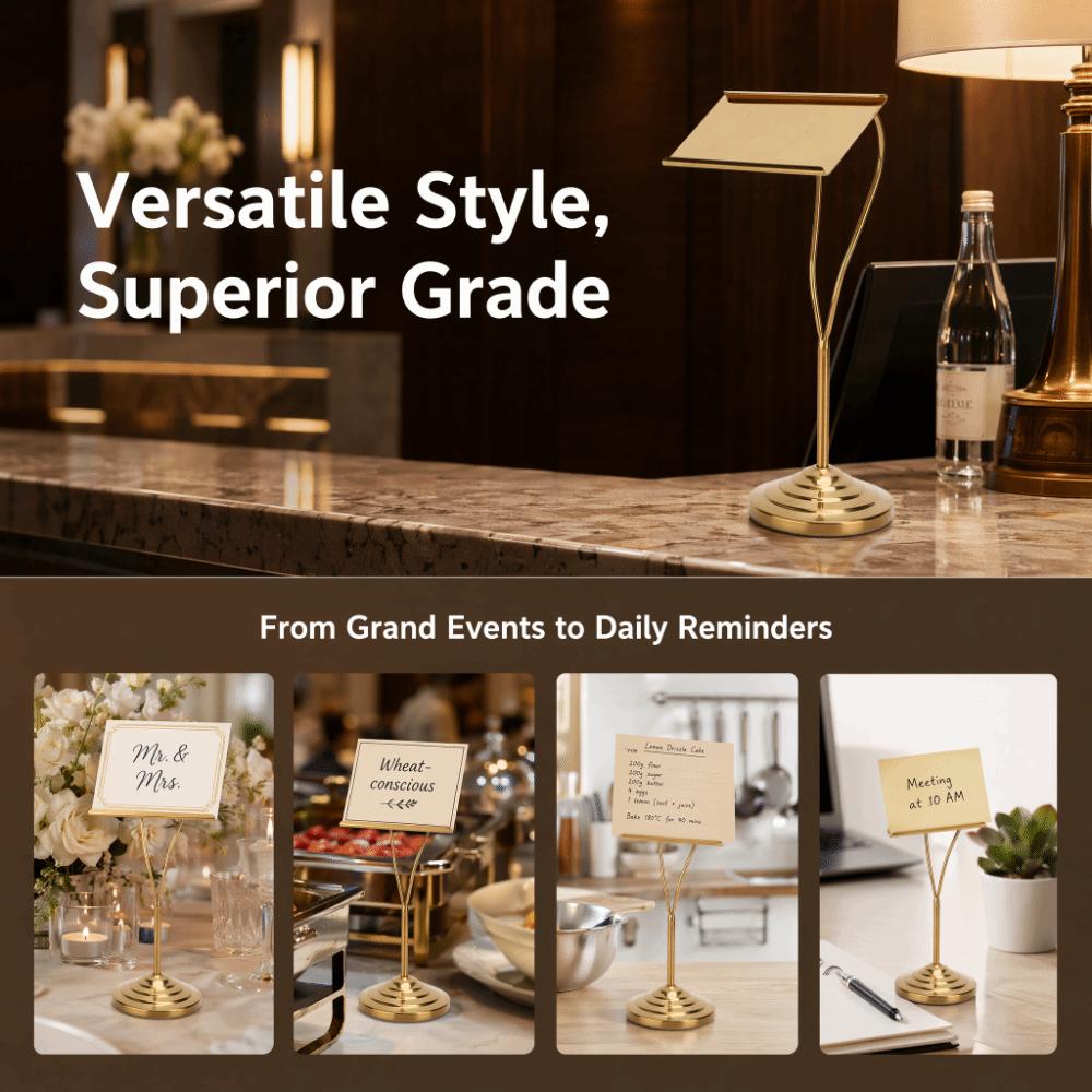 Stainless Steel Table Number Holder Y-Shape Memo Clip Place Card Holder Display Stand Golden Picture Holder For Banquet Tables