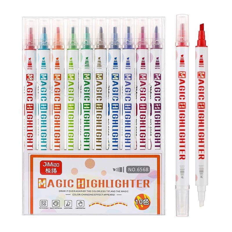 10pcs Variable Color Drawing Pen Set Discolored Magic Change Highlighter Marker Pens For Scrapbooking School Art Supplies