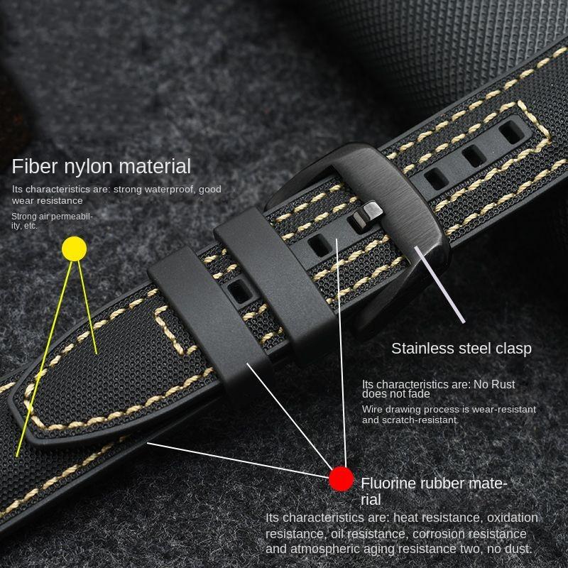 Новый Дизайн Гибридный FKM Ремешок для Часов Mido Helmsman M005 M038.431 M038431a Быстросъемный Холщовый Нейлоновый Ремешок Браслет 22мм