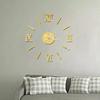 DIY 3D Mirror Surface Number Wall Hanging Clock Sticker Living Room Office Decor