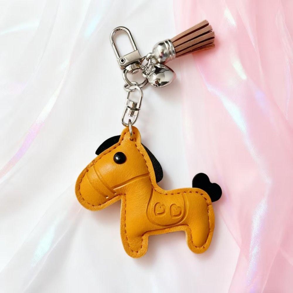 Cartoon Pu Leather Horse Key Chain Heart Zodiac Pony Bag Hanging  Year of The Horse