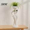 Layered Green Plant Landscape Pot Funny Female Figure Planter with Drainage Holes, Elegant Lady Flower for Small Windowsill Succulents, Lazy