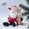 Festive Figurine for Shop Display Christmas Santa Claus Figurine, Resin Elk Statue, Cute Eve Gift Friends Holiday Desktop Decoration Home Tabletop