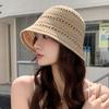 Women Fisherman Hat Hollowed-Out Design Sun Protection Wide Brim Hat Solid Color V Protection Summer Beach Hat