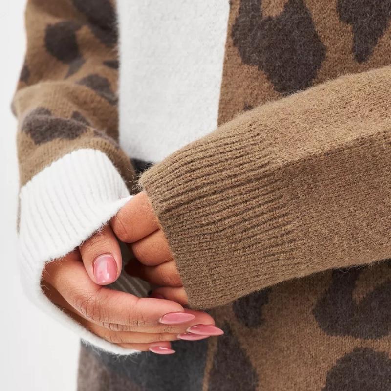 GMXIA Джемпер женский леопардовый принт осень и зима ретро свободная верхняя одежда ленивый ветер вязание темперамент пуловер топы