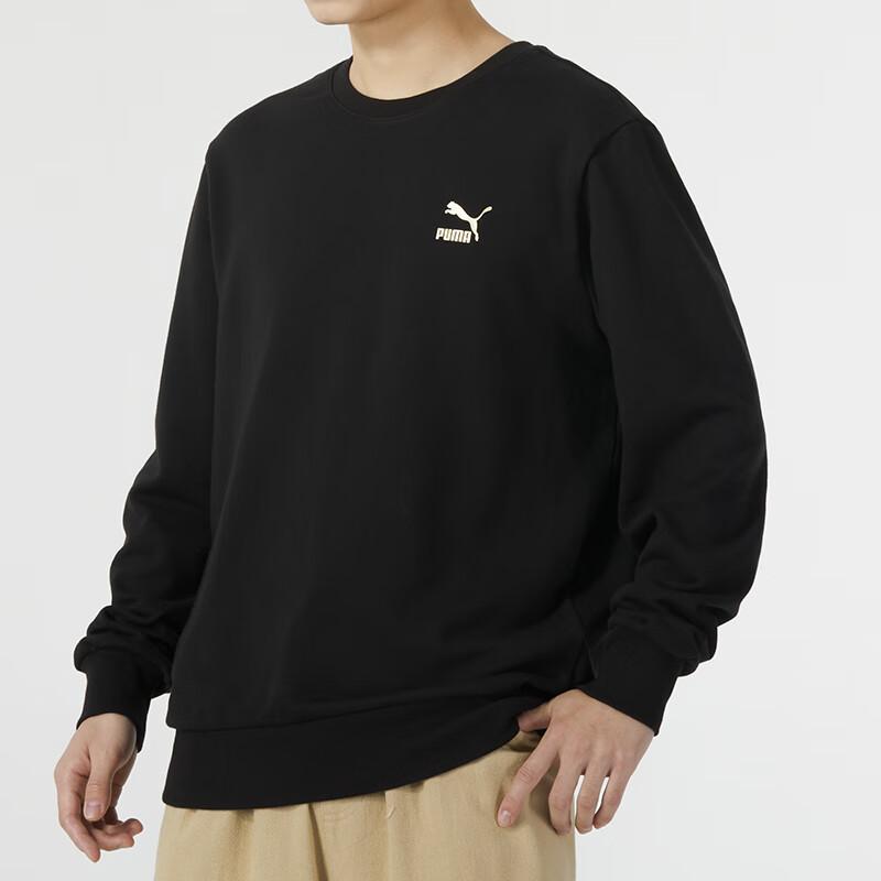 Puma Свитшот унисекс с принтом букв на спине, повседневный, с круглым вырезом, длинными рукавами, черный 625825-01