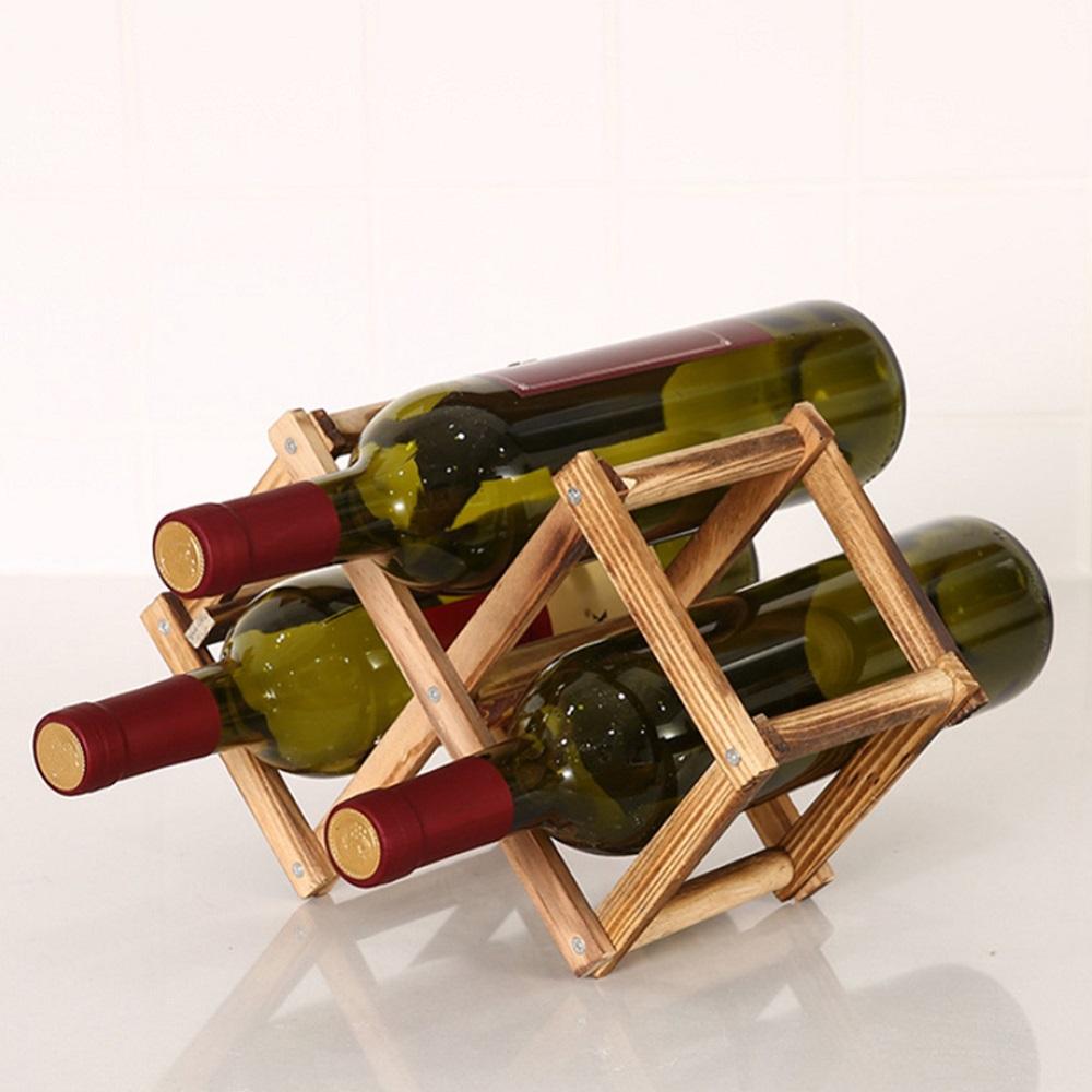 Wooden Wine Rack Holders Folding Red Wine Bottle Display Storage Racks Cabinet Wine Bottle Organizer For Bar 3/6/10 Bottle