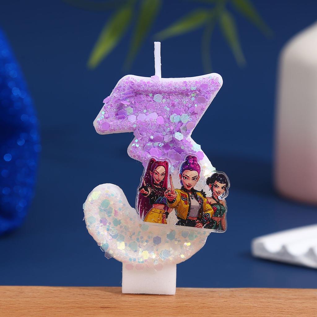 NEW 0-9 Candle for KPop Demon Hunters Digital Candle Cake Decoration Numi Mira Zoe Cake Top Birthday Party Cake Decoration