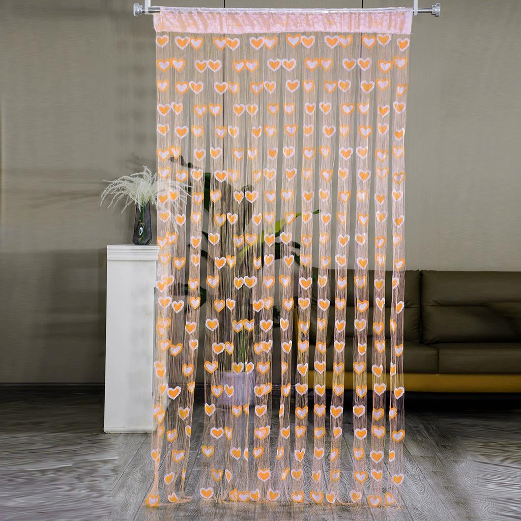 100*200см Кисточка Двухцветная Штора в форме сердца Романтичная Любящее сердце Струнная Полупрозрачная штора для дома Гостиная Спальня Штора