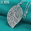 DOTEFFIL 925 Sterling Silver Large Leaf Pendant Necklace Wedding Fashion Jewelry