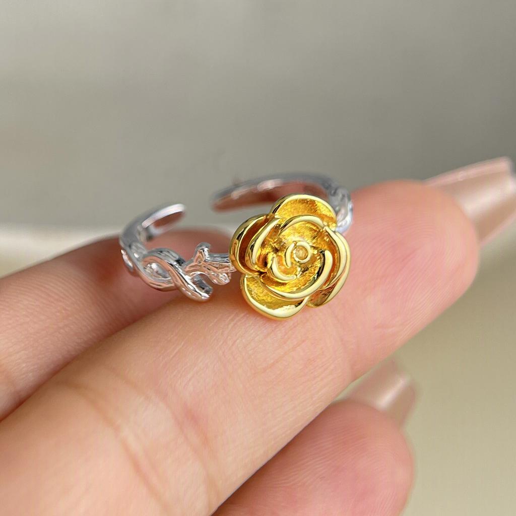 Xiaomi 925 Sterling Silver Rings for Women Couple Minimalist Handmade Gold Flower Ring Fine Jewelry Gift Prevent Allergy