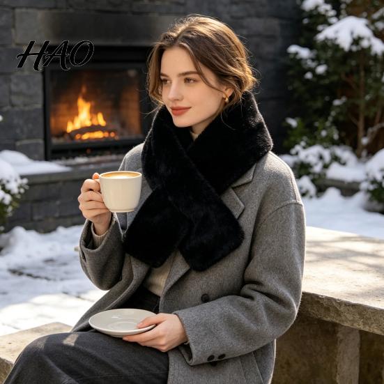 Soft Plush Shawl for Women Imitation Mink Fur Scarf, Thickened Neck Faux Warmer Warmer, Cold Weather Elegant Wrap Accessory Winter Skin Friendly
