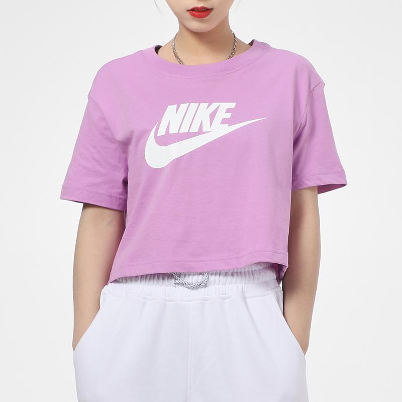 Nike Спортивная одежда Essential укороченная повседневная футболка с коротким рукавом женские топы фиолетовые BV6176-591
