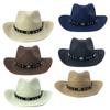 Мужская соломенная шляпа в панамском стиле, ковбойская шляпа, летняя шляпа от солнца 56-58 см