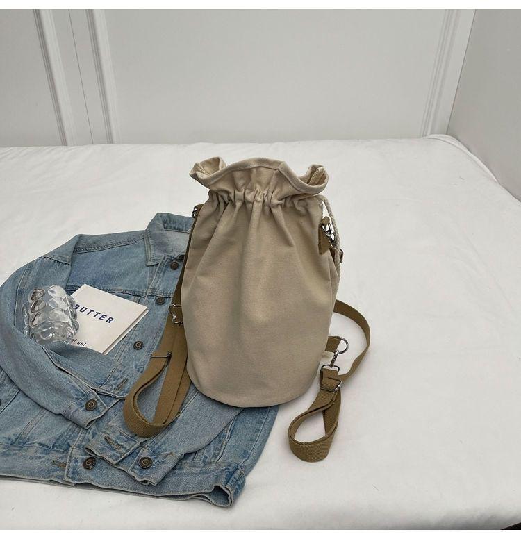 Women's Large Capacity Canvas Drawstring Backpack: Multifunctional, Fashionable, Versatile Single Shoulder & Crossbody Bucket Bag