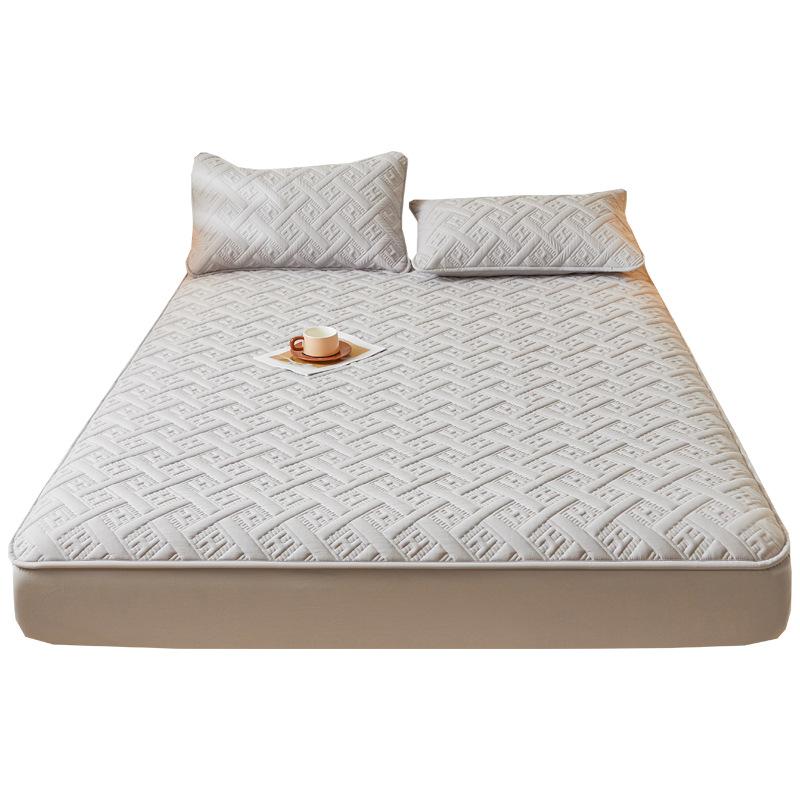 Class A Raw Cotton Soybean Padded Mattress, Thickened Solid Color Cotton Mattress, Mattress Protective Cover, Dust-proof and Non-slip Bed Sheet Cover