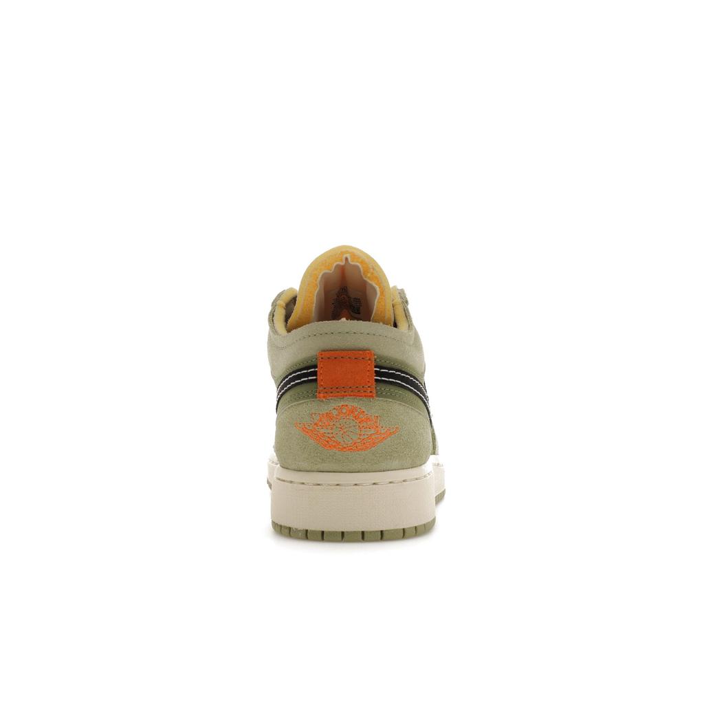 Детские кроссовки Air Jordan 1 Low SE Craft GS Sky J Light Olive Green Celadon Bright-Mandarin FD9092-300