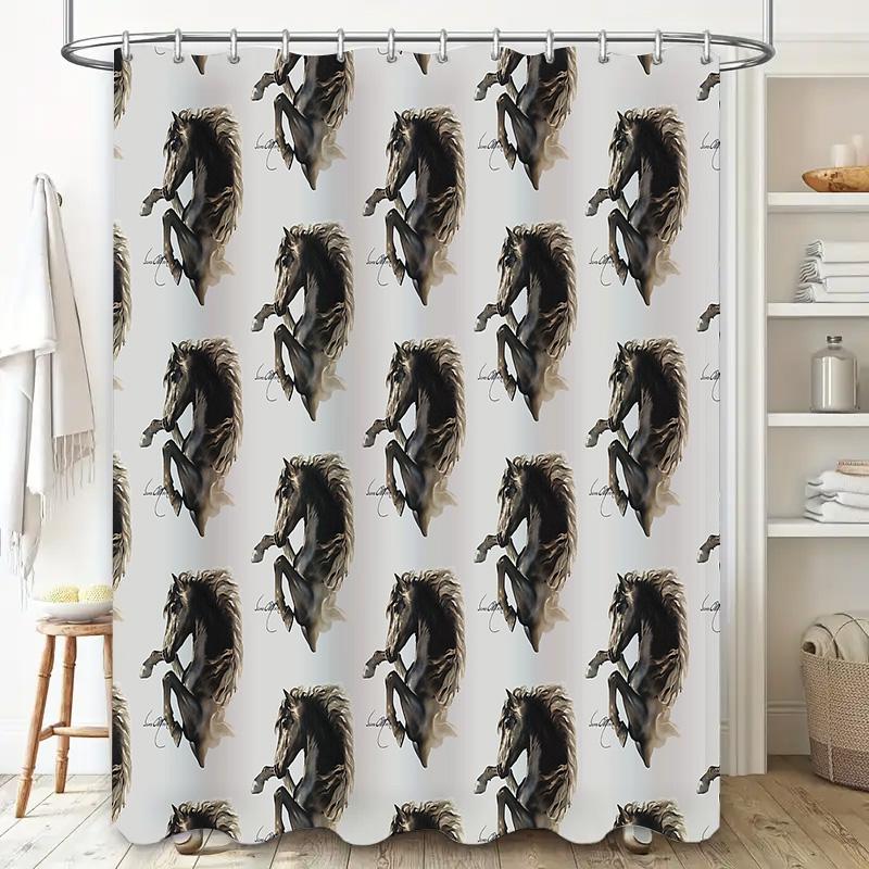 Шторка для душа с лошадьми Рустикальный Декор Ванной Комнаты в Стиле Фермерского Дома Западный Кантри Принт с Животными Водонепроницаемая Ткань Чехол на Дверь Кабины Винтажный