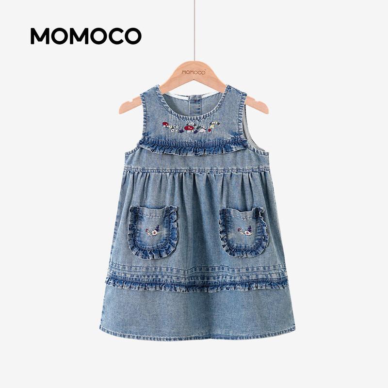 Джинсовое платье-трапеция без рукавов для девочек MOMOCO