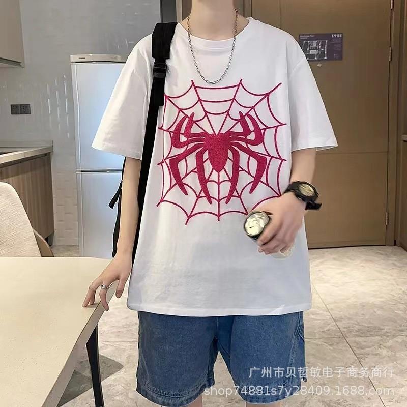 Embroidered Short Sleeve T-Shirt Women 100% Cotton Loose Fit Street Style Casual Top