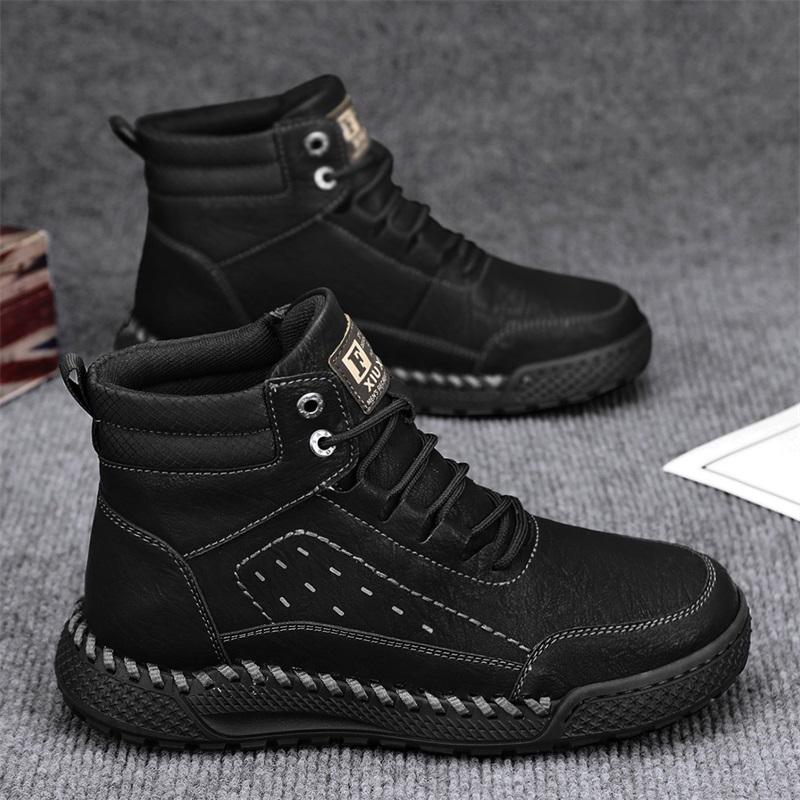 Men's Retro Leisure Shoes Autumn/ Winter Cow Split Leather Men Boots Comfortable Motorcycle Boots Winter Boots
