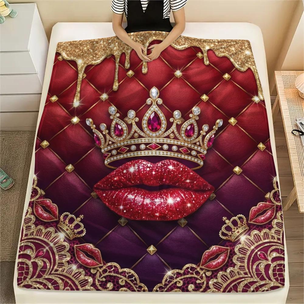 1Pc Gorgeous Print Flannel Blanket, High quality Comfortable for All Seasons, Home Decor, Warmth and Comfort, Perfect for Christmas Gifts W36