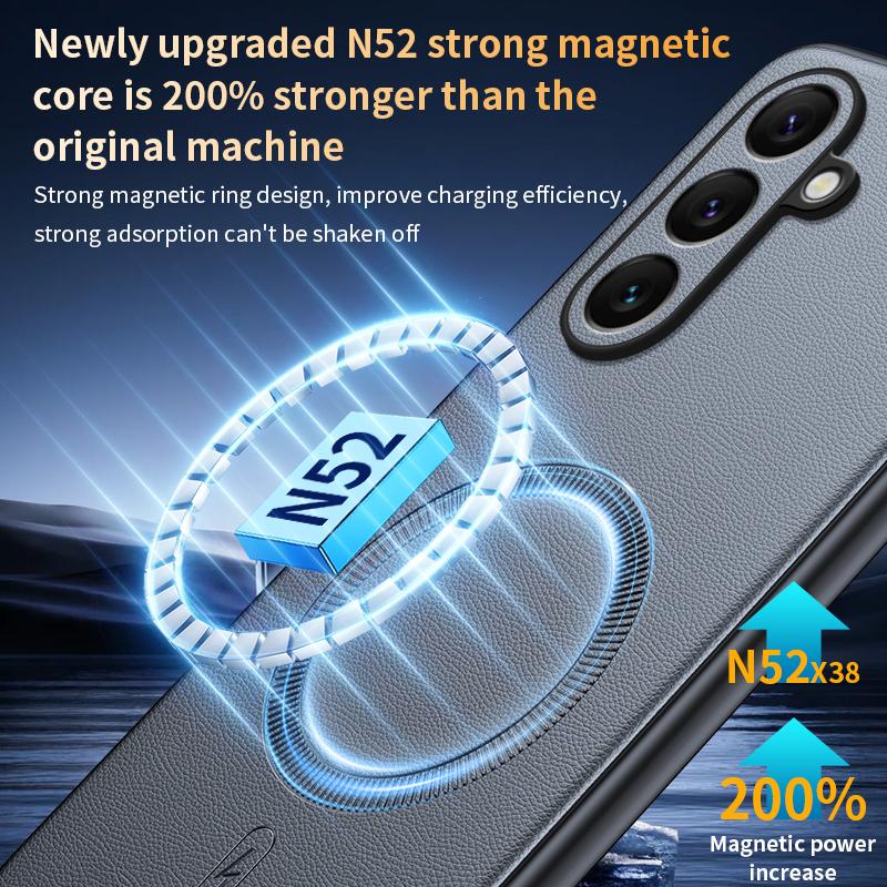 Для Samsung S25 Plus Чехол Магнитная Кожаная Защитная Крышка Для Samsung S25 Plus Защита от Отпечатков Пальцев Нескользящий ПК+ТПУ