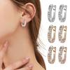 1 пара женских серег со стразами, геометрический маленький круглый обруч для ушей, металлический, повседневный