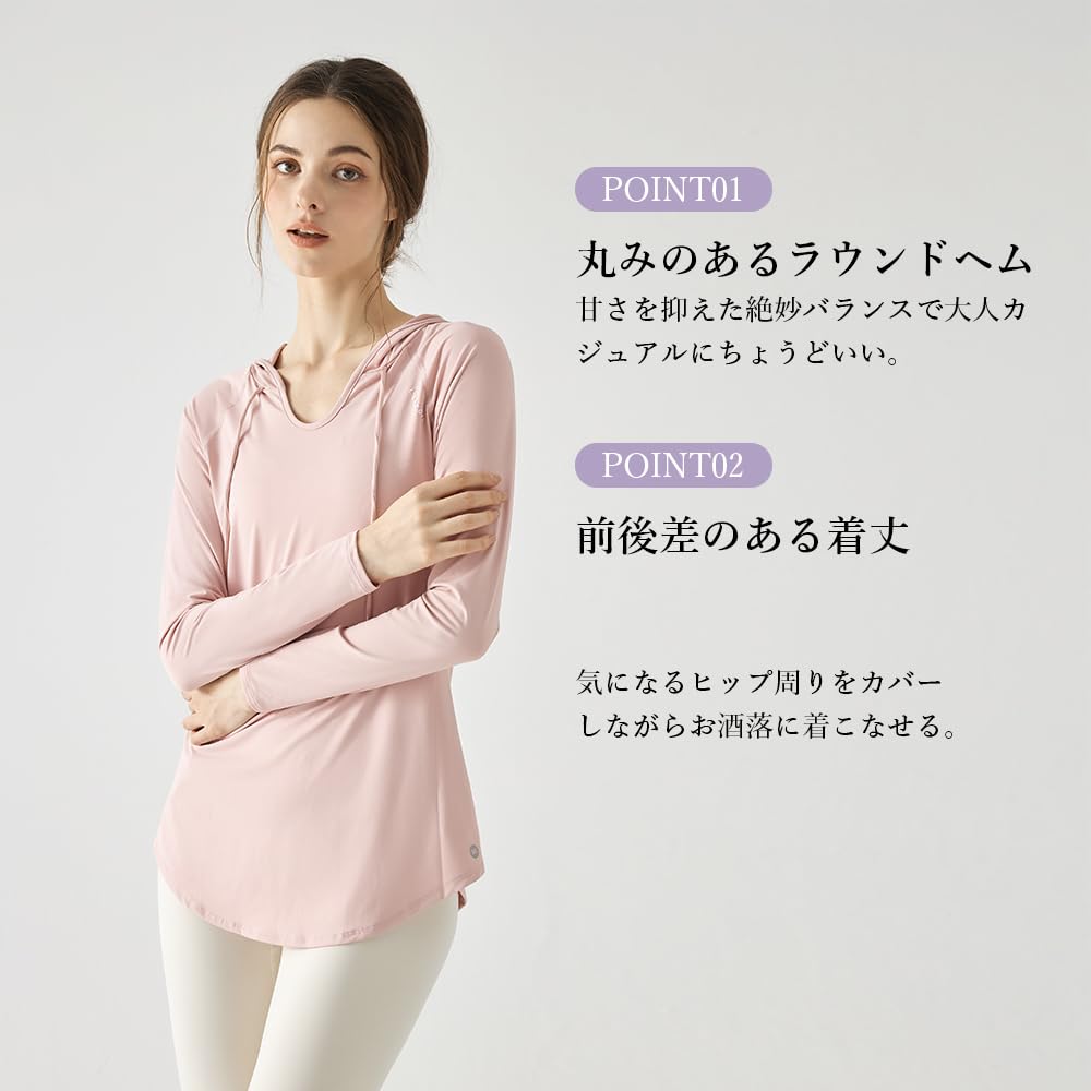 Yomoment Женская футболка с длинным рукавом и круглым вырезом с принтом Sun для жаркой погоды, розовая, с капюшоном, защита, V-образный вырез, подол, отводящая влагу, быстросохнущая, для йоги, бега, спортзала,