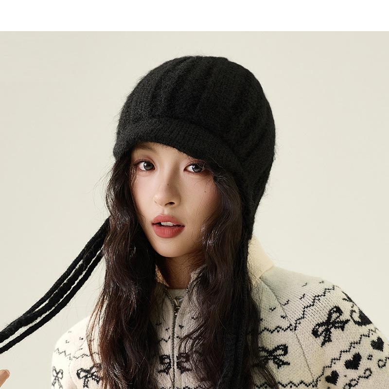 Knitted Hat Women's Duck Tongue Wool Hat Ear Bag Thick Flying Hat