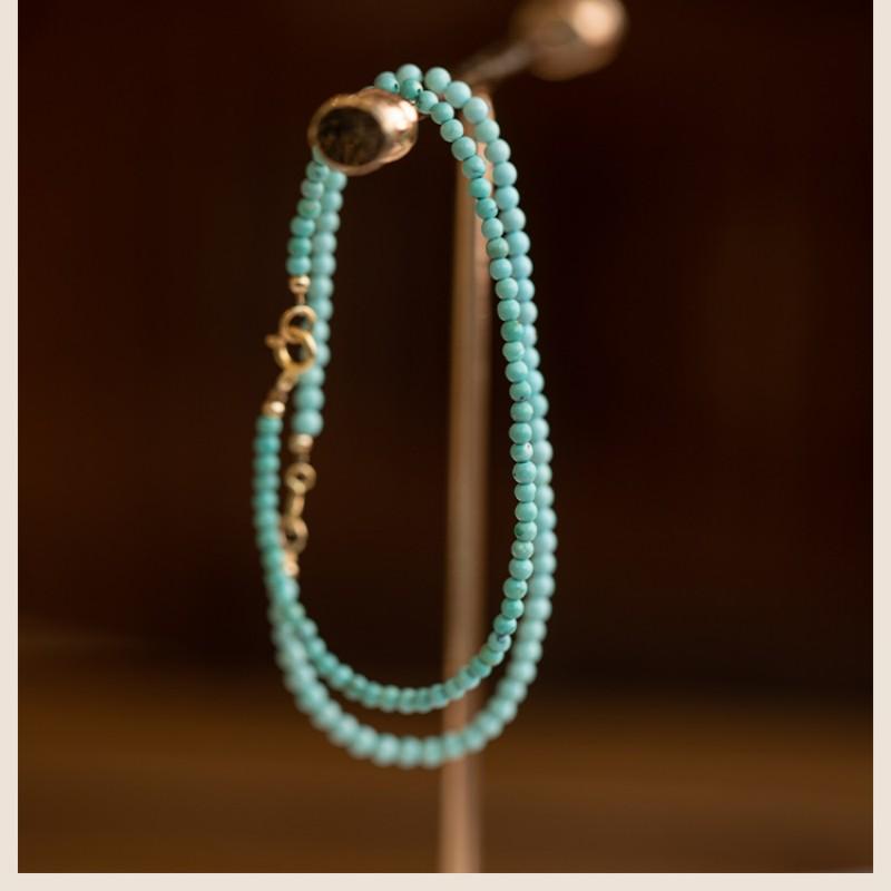 Delicate Bracelet 2mm 3.5mm High Quality Natural Ore No Qptimization Turquoise 14K Gold Filled Clasp Bracelets for Women Jewelry
