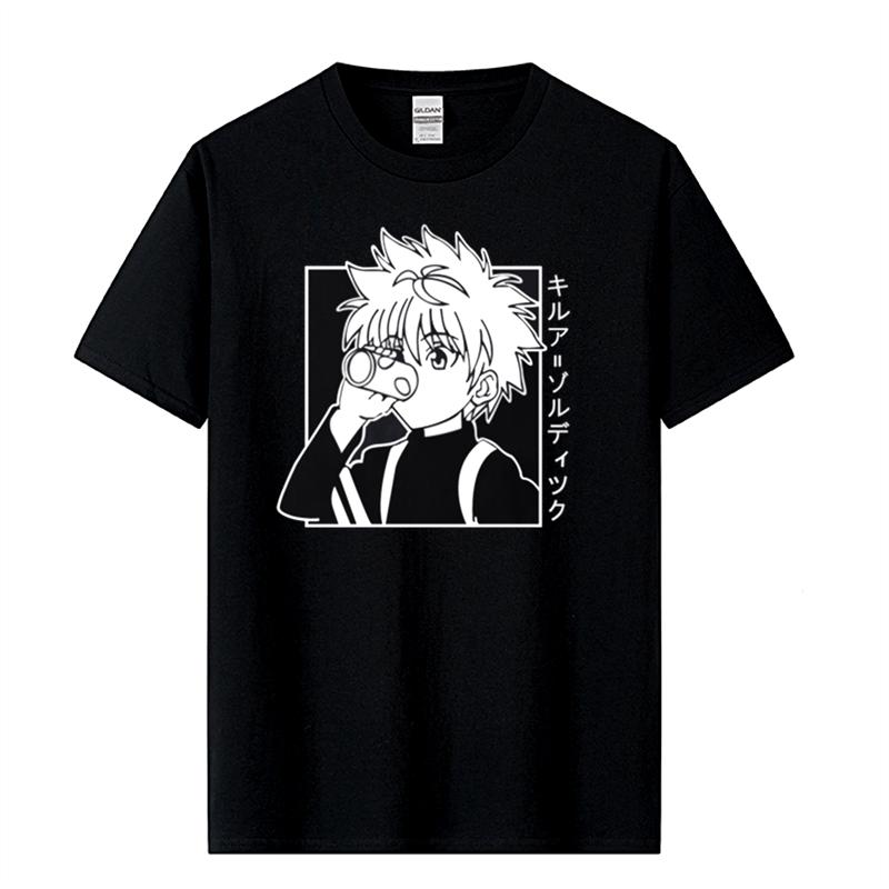 Men's Casual High Quality 100% Cotton T-shirt Tops Kawaii Hunter X Hunter Tshirt Killua Zoldyck
