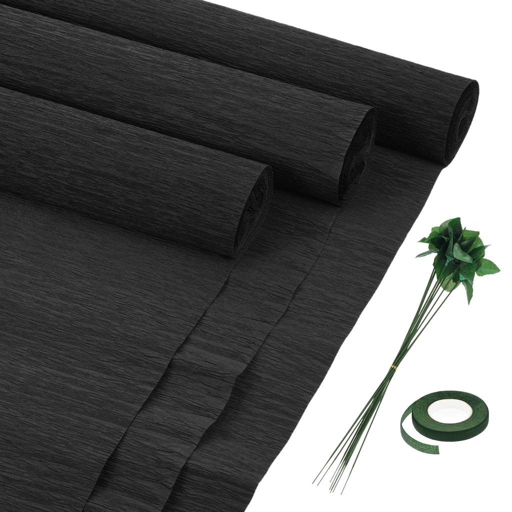 6 шт. рулонов крепированной бумаги с флористической проволокой и зеленой флористической лентой для свадебной церемонии, украшения различных крупных фестивалей