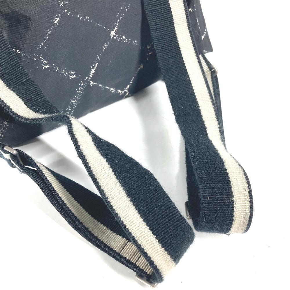 CHANEL Old travel line backpack bag Backpack Nylon Black/White