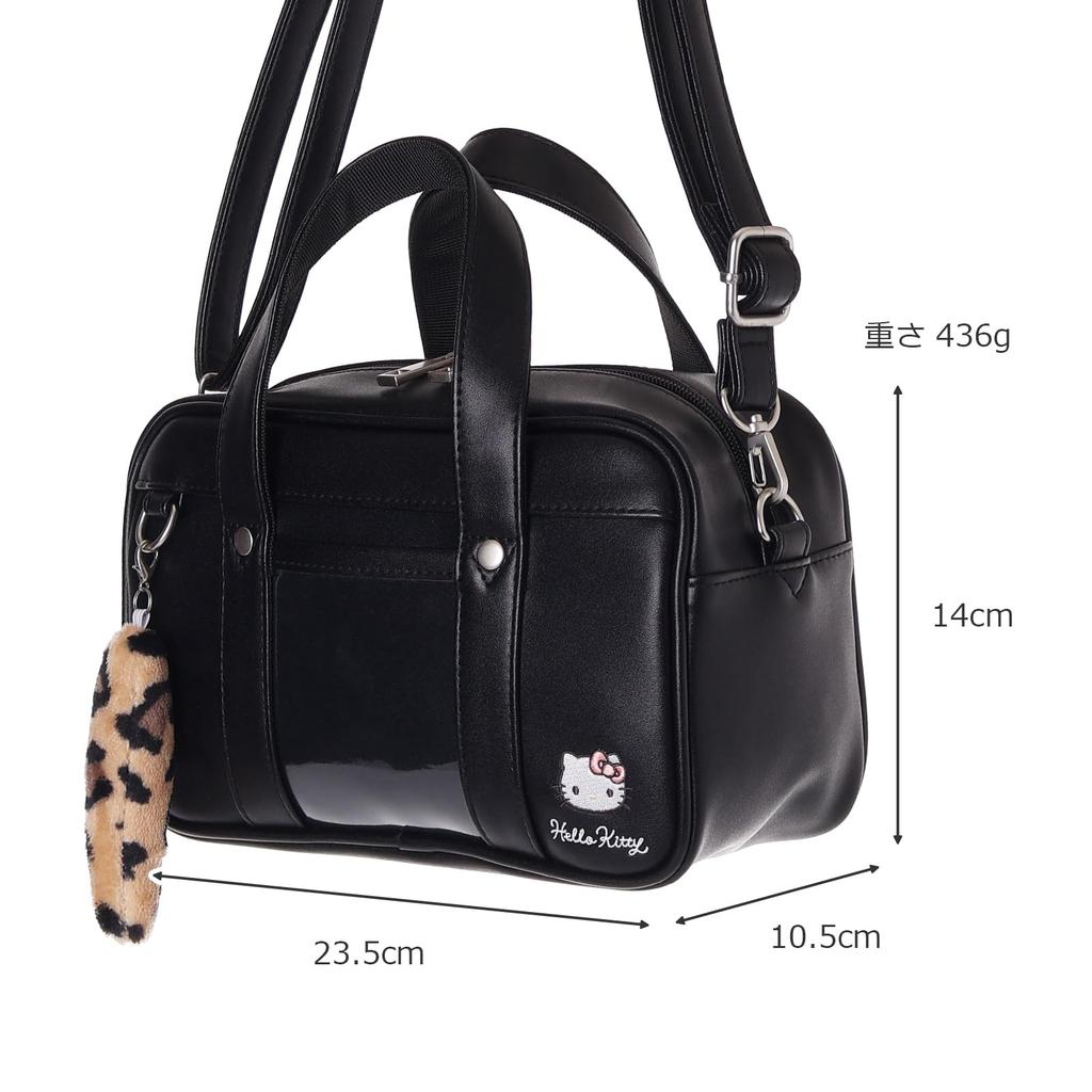 Sanrio Characters School Bag Style Shoulder 14 X X Cm 2-Way Bag, PVC, 23.5 10.5 (Hello Kitty/Black)