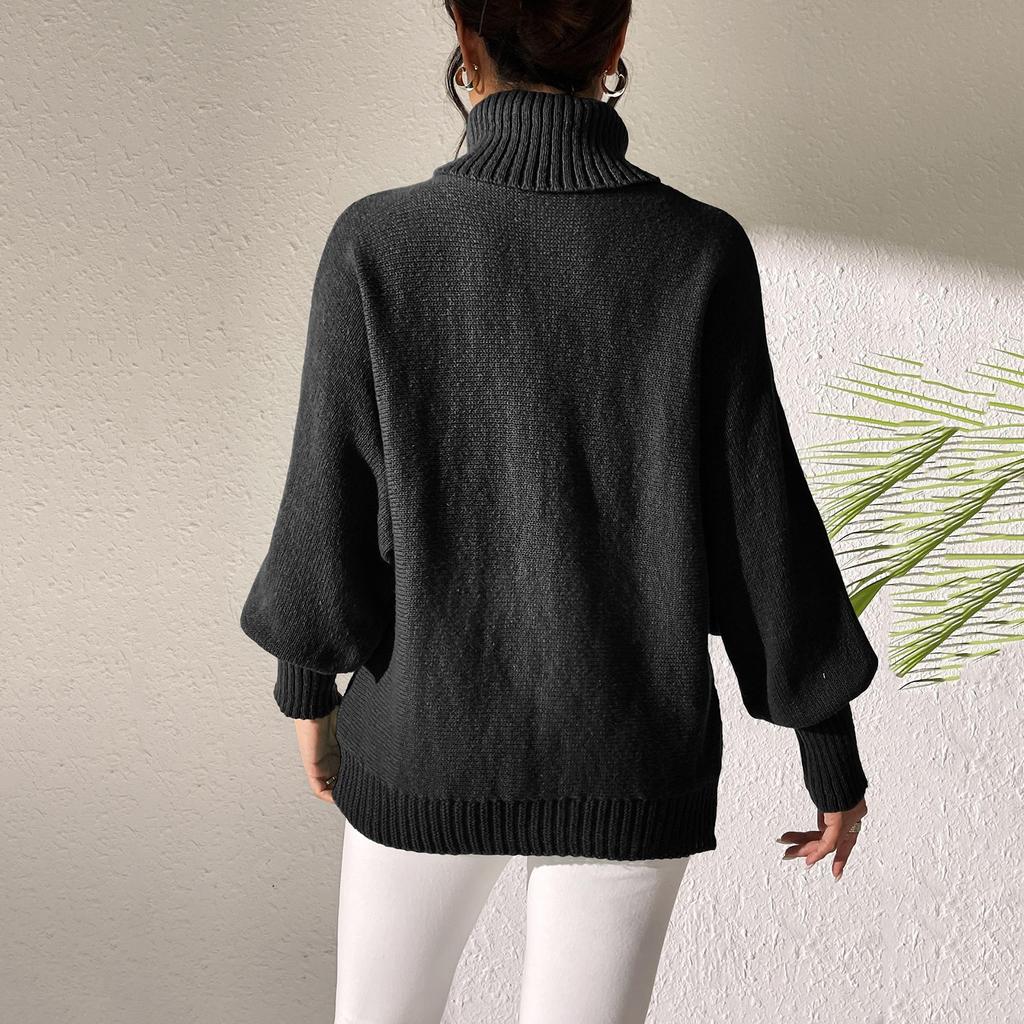 Women's Casual, Fashionable, Comfortable, Solid Color, Minimalist Top, High Collar, Turtleneck Sweatermin