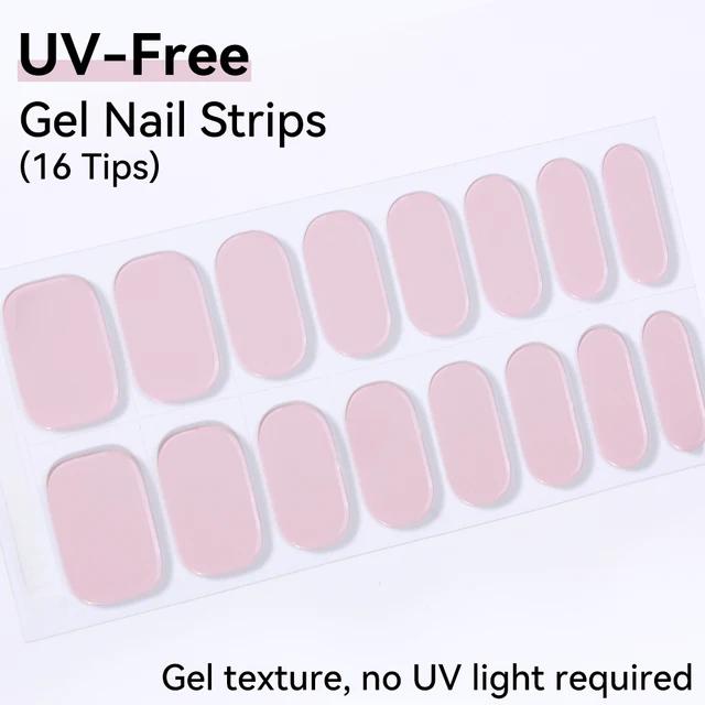 16Tips Non-toxic Gel Nail Strips Full Cover Shining Cherry Design Baking-Free DIY Self-Adhesive Manicure Decoration Nail Art