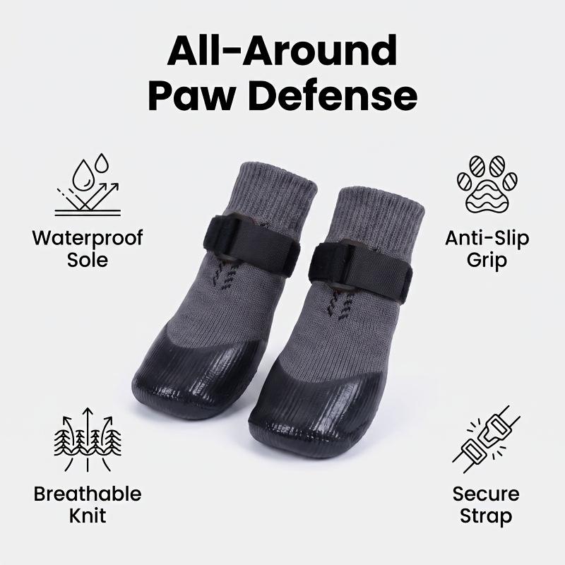 4pcs Dog Socks with Anti-Slip Adjustable Straps & Stay-On Paw Protectors Suitable for Small & Medium Dogs, / Traction Sole