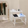 2-Pack White Display Racks - Industrial Retail Shelving Units, Modern Clothing Shoe Display Stands, Carbon Steel Storage Tables