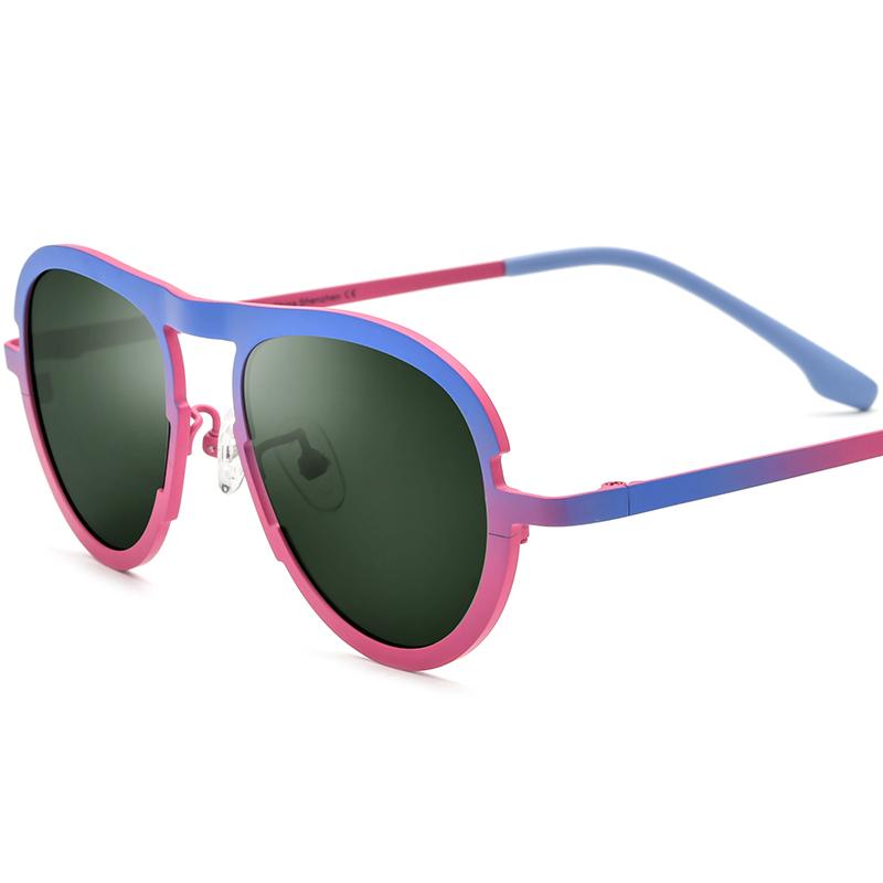 Borregls Colorful Titanium Sunglasses Men New Brand Designer Vintage Pilot Fashion Women Retro Polarized Sun Glasses 185800T