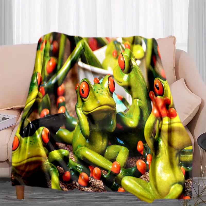 Frog Plush Blanket Suitable All Seasons Soft Comfortable Sofa Office Nap Travel Birthday Gift Christmas Present