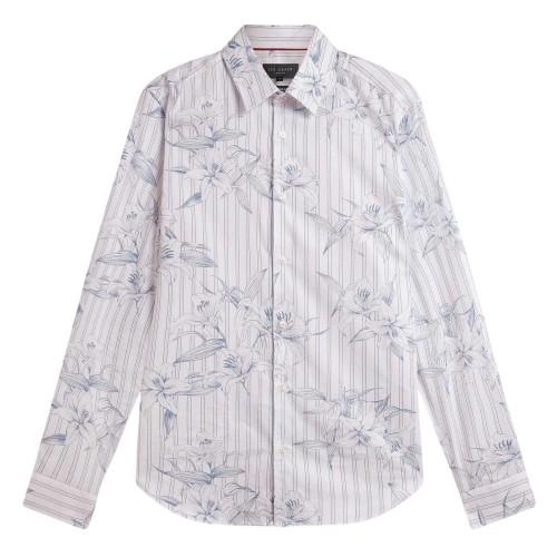 Ted Baker Mens Floral Stripe Long-Sleeved Shirt