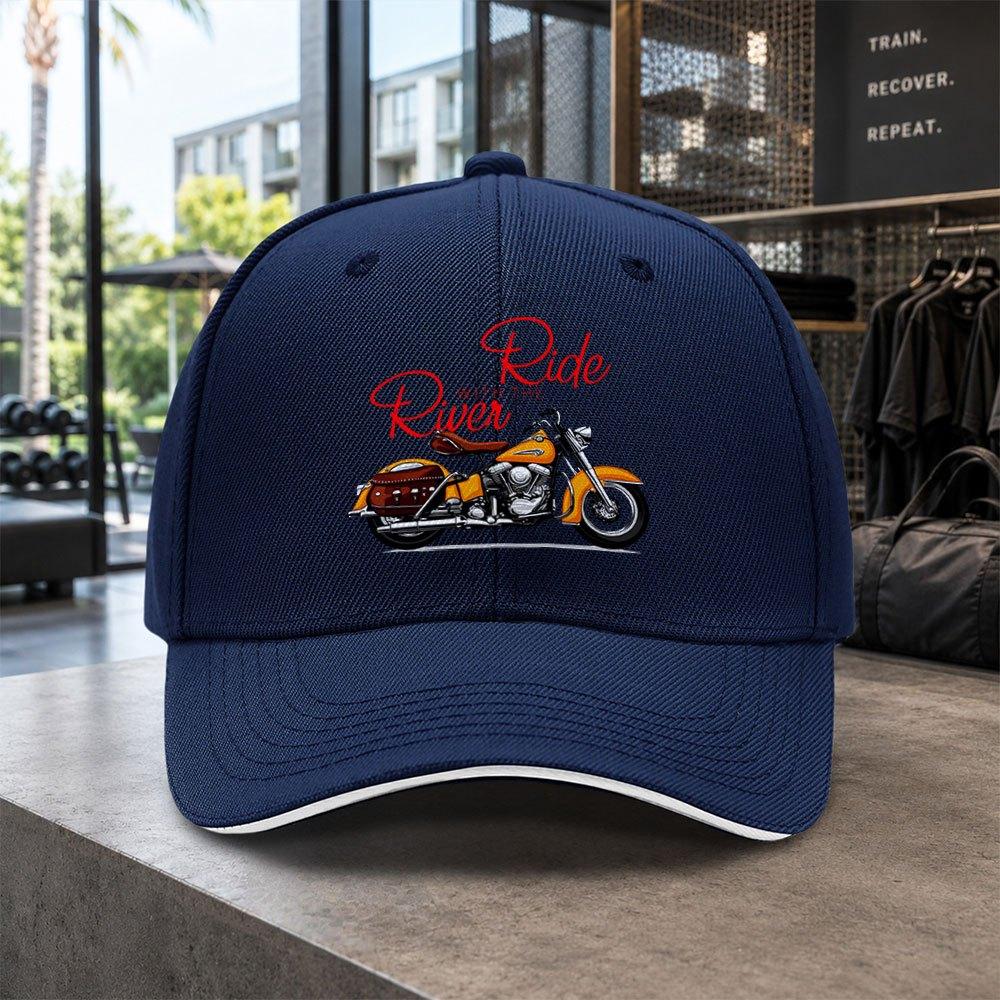 1pc Easy Motorcycle Pattern Mens Sandwich Baseball Cap Unisex Style Easy Lightweight Adjustable Outdoor Duckbill Cap Suitable F