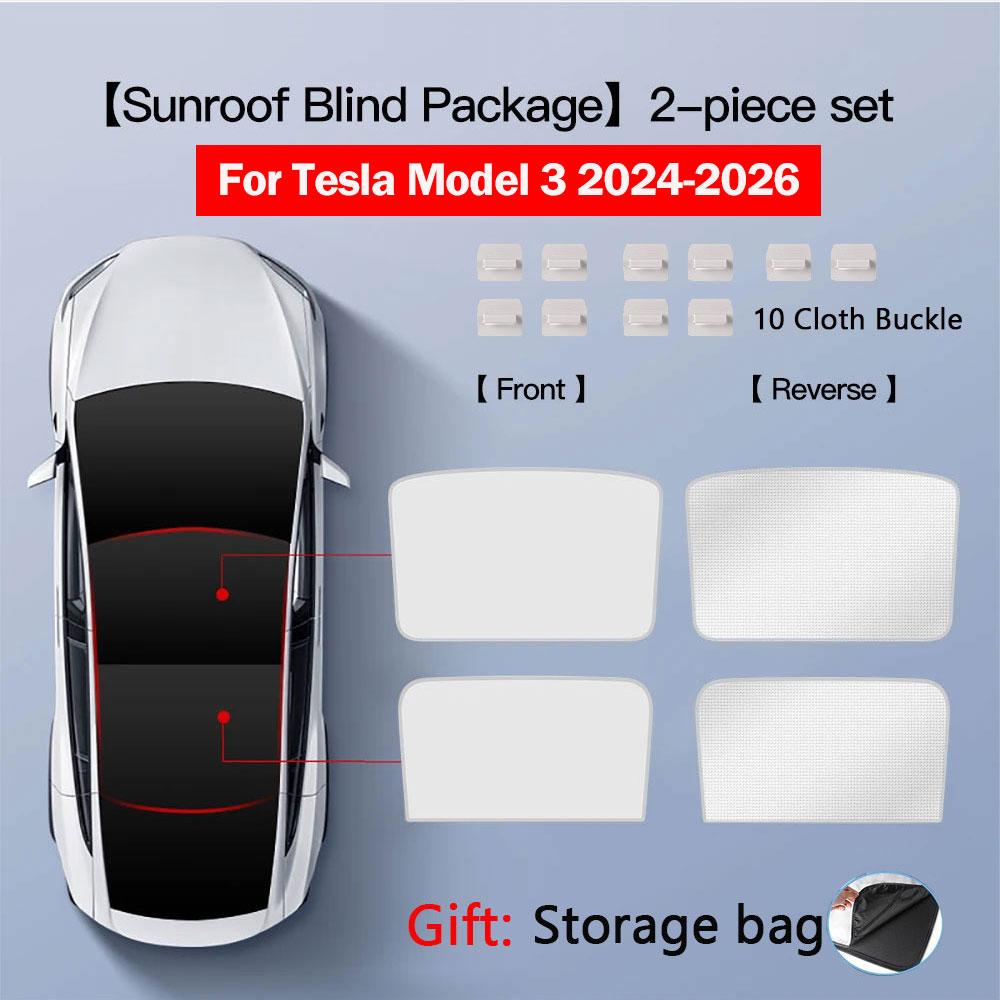 Sun Shades For Tesla Model 3 Highland Model Y 2017-2026 Ice Cloth Buckle Sun Pare Glass Front Rear Sunroof Skylight Accessory