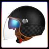 Daul Lens Open Face Motorcycle Helmets Leather Retro 3/4 Jet Moto Helmet with Double Visor Safety Riding 3/4 Half Helm DOT