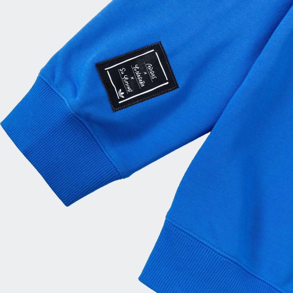 adidas Originals Trefoil X Chang Csun Yuk X Su Yiming Толстовка с тройным сотрудничеством со скейтбордом и карманом в стиле комиксов, мужская толстовка синего цвета IK4310
