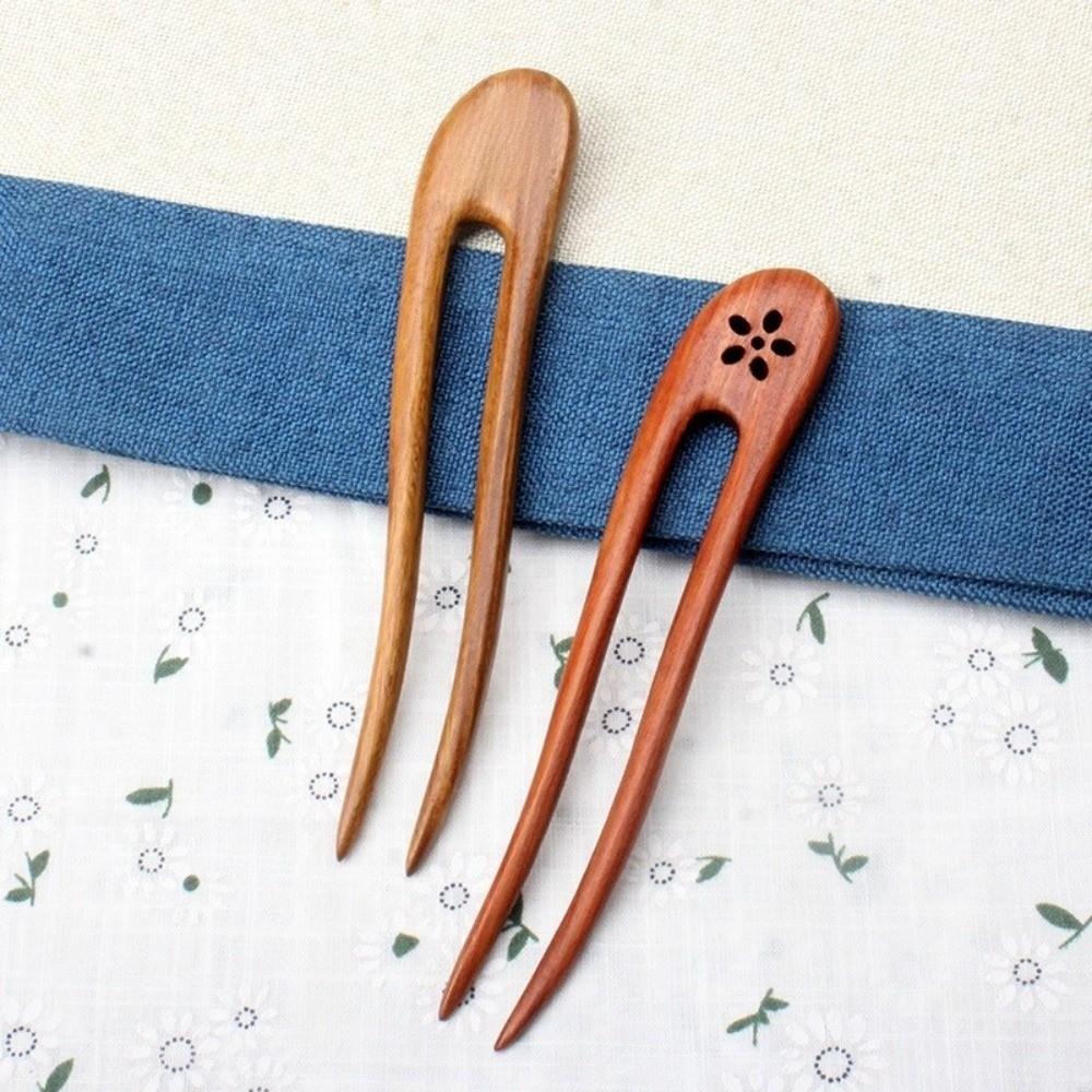 Handmade Wooden Hair Sticks U Shaped Wood Hairpins and Clips Delicate Hair Forks Girls